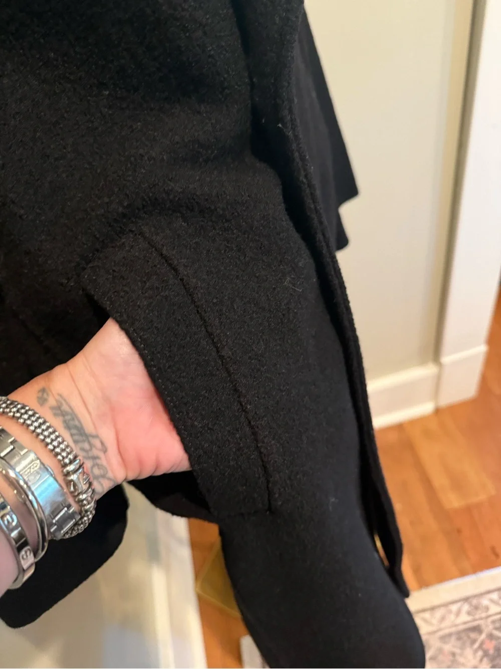 J.Crew Daphne Black Italian Boiled Wool Topcoat Tall 12